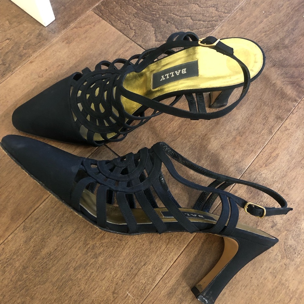 Bally Black Strappy Heels